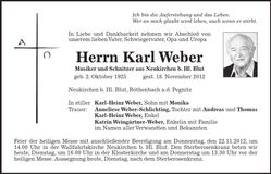 Traueranzeige Karl Weber