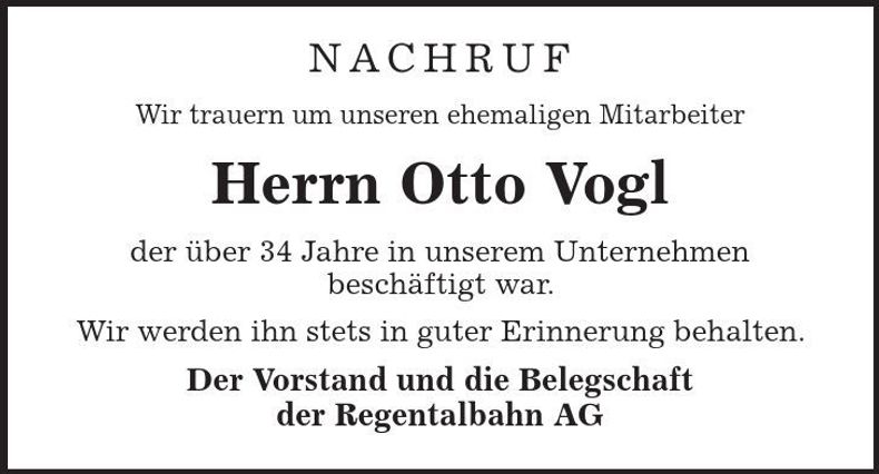 Traueranzeige Otto Vogl