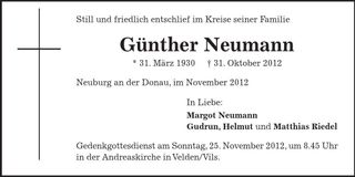 Traueranzeige Günther Neumann