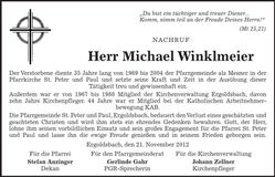 Traueranzeige Michael Winklmeier