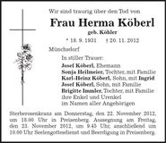 Traueranzeige Herma Köberl