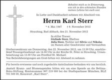Traueranzeige Karl Sterr