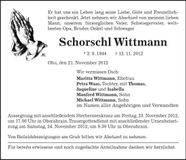 Traueranzeige Schorschl Wittmann