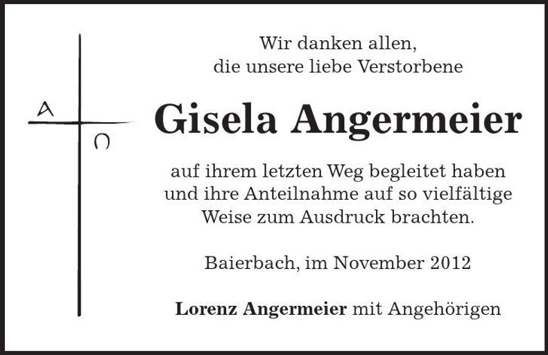 Traueranzeige Gisela Angermeier
