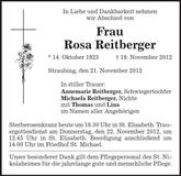 Traueranzeige Rosa Reitberger