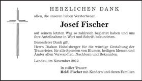 Traueranzeige Josef Fischer