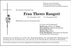 Traueranzeige Theres Rangott