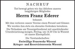 Traueranzeige Franz Ederer