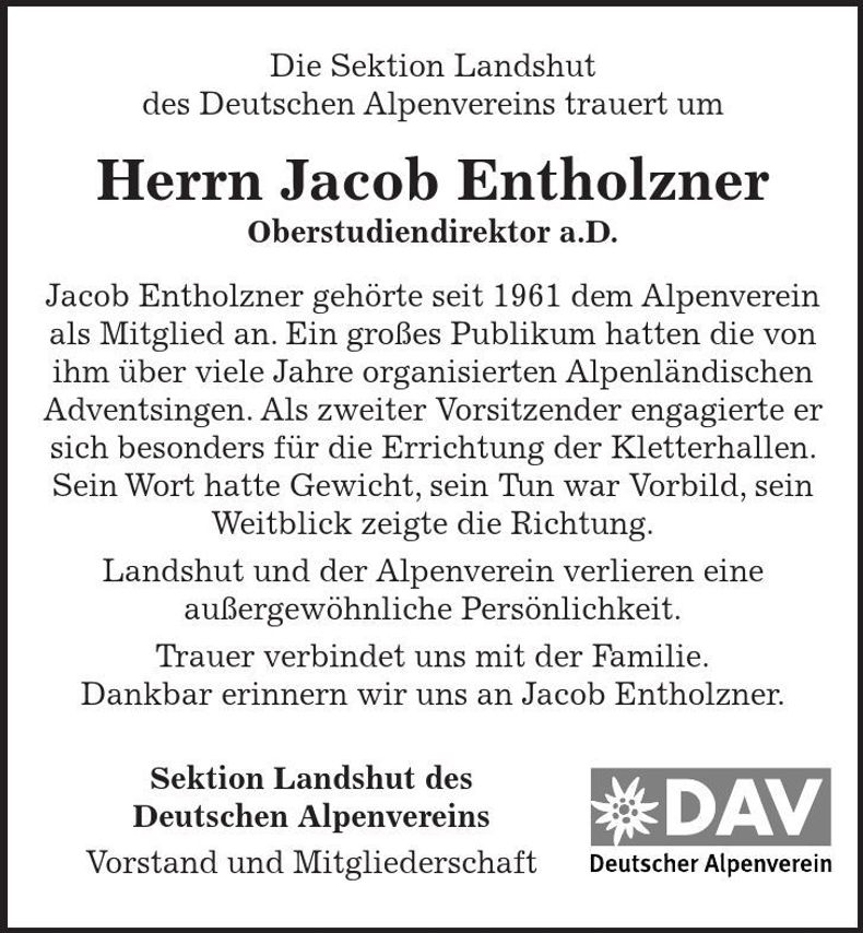 Traueranzeige Jacob Entholzner