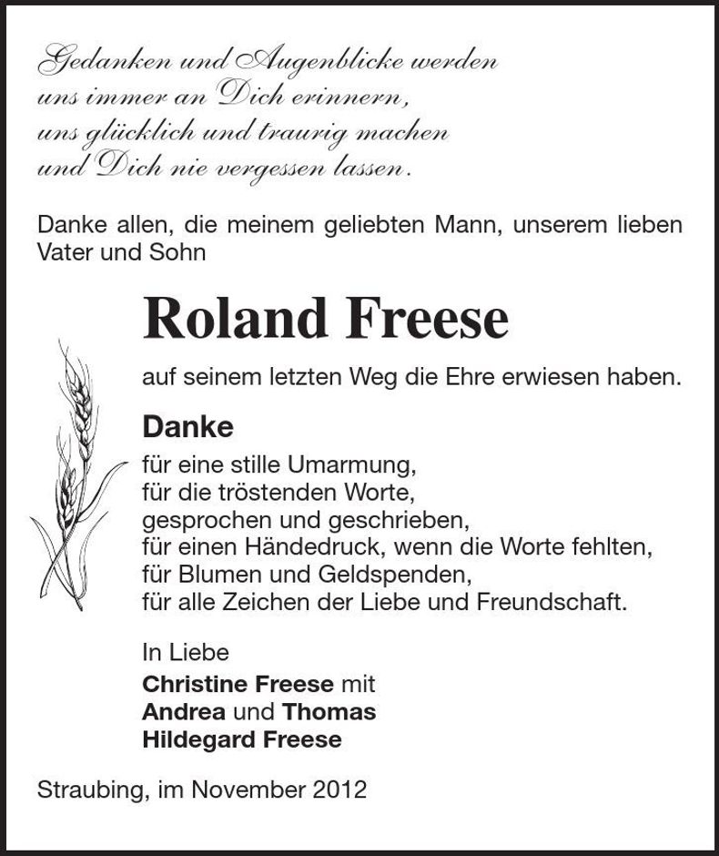 Traueranzeige Roland Freese