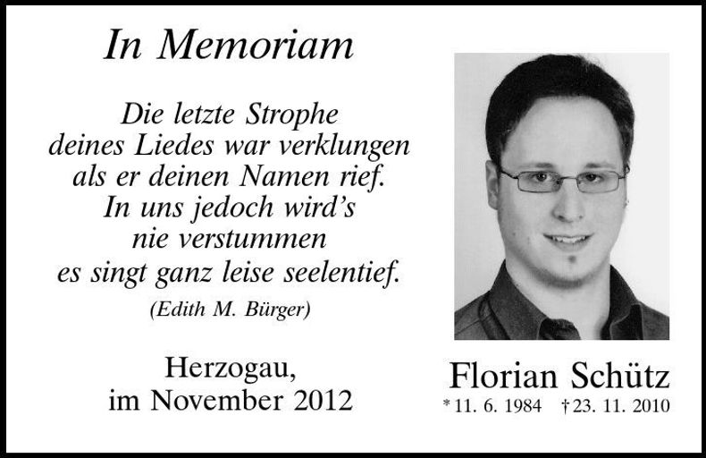 Traueranzeige Florian Schütz