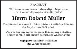 Traueranzeige Roland Müller
