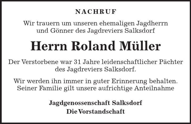Traueranzeige Roland Müller