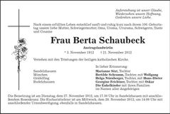 Traueranzeige Berta Schaubeck