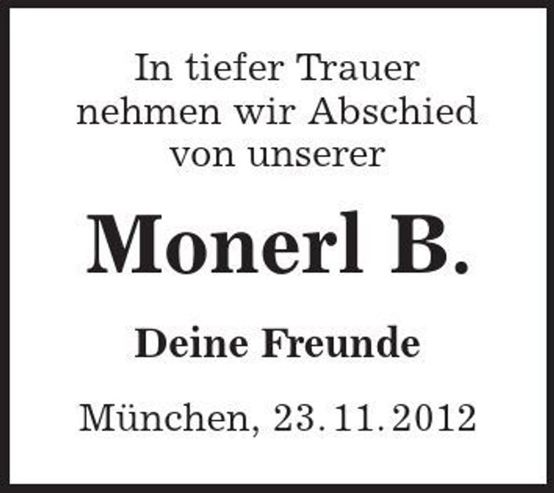 Traueranzeige  Monerl