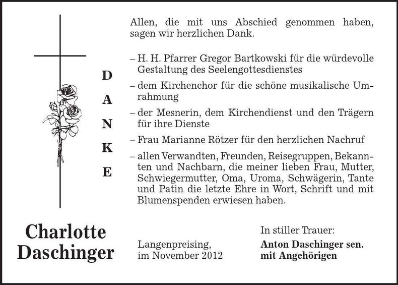 Traueranzeige C. Daschinger