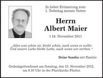 Traueranzeige Albert Maier