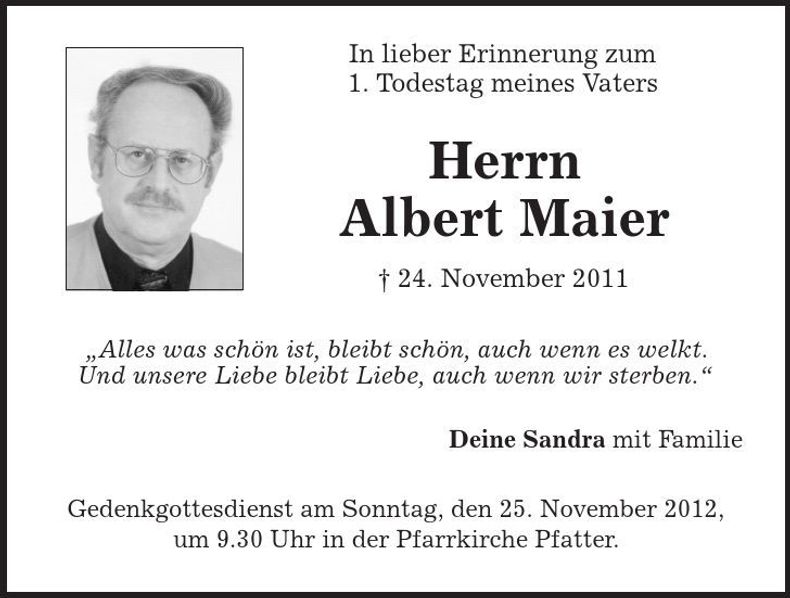 Traueranzeige Albert Maier