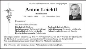 Traueranzeige Anton Leichtl
