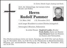 Traueranzeige Rudolf Pammer