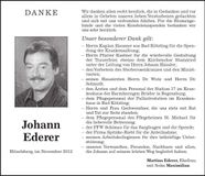 Traueranzeige Johann Ederer