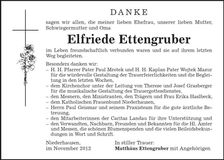 Traueranzeige Elfriede Ettengruber