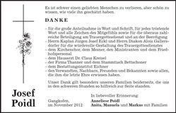 Traueranzeige Josef Poidl