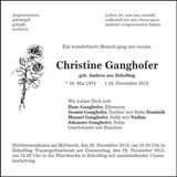 Traueranzeige Christine Ganghofer