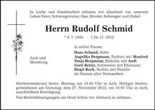 Traueranzeige Rudolf Schmid