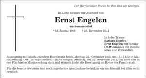 Traueranzeige Ernst Engelen