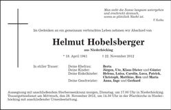 Traueranzeige Helmut Hobelsberger
