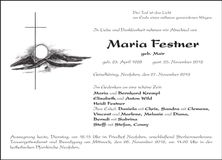 Traueranzeige Maria Festner