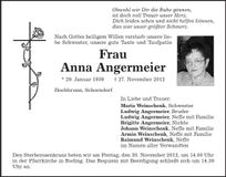 Traueranzeige Anna Angermeier