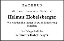Traueranzeige Helmut Hobelsberger