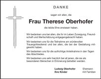 Traueranzeige Therese Oberhofer