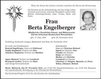 Traueranzeige Berta Engelberger