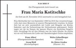 Traueranzeige Maria Kotitschke