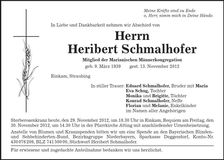 Traueranzeige Heribert Schmalhofer