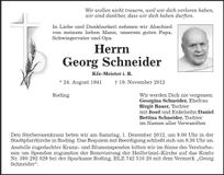 Traueranzeige Georg Schneider