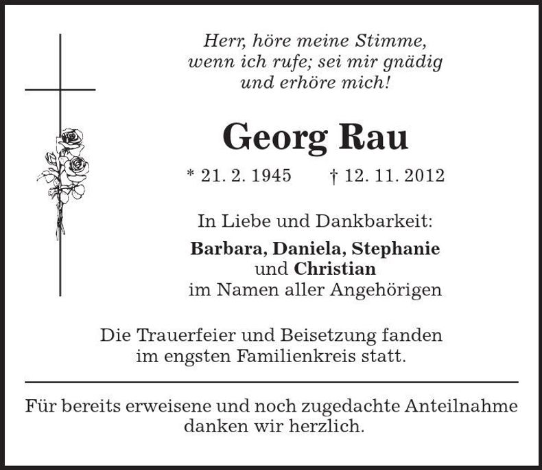 Traueranzeige Georg Rau