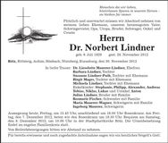 Traueranzeige Norbert Lindner