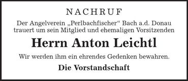 Traueranzeige Anton Leichtl