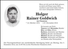 Traueranzeige Holger Rainer Goldwich