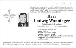 Traueranzeige Ludwig Wanninger