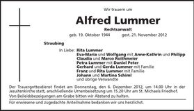 Traueranzeige Alfred Lummer