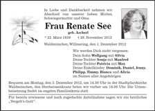 Traueranzeige Renate See