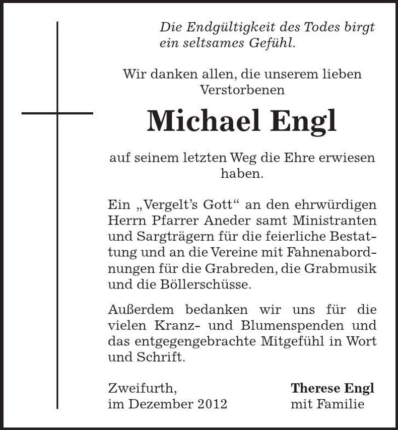 Traueranzeige Michael Engl