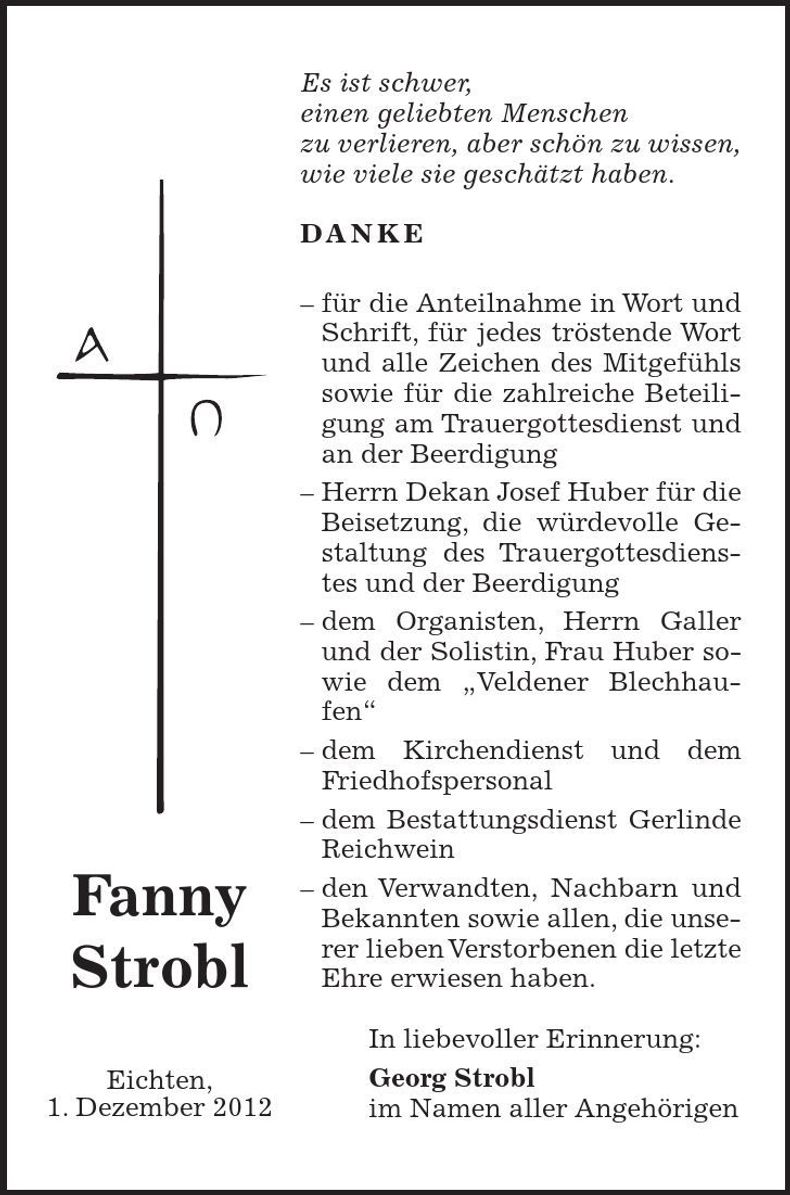 Traueranzeige Fanny Strobl