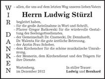 Traueranzeige Ludwig Stürzl
