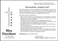 Traueranzeige Max Daschner